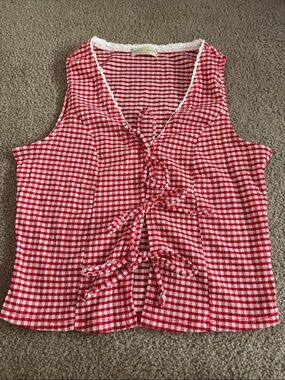 Frankee & Skylarr Gingam front tie tank top size small